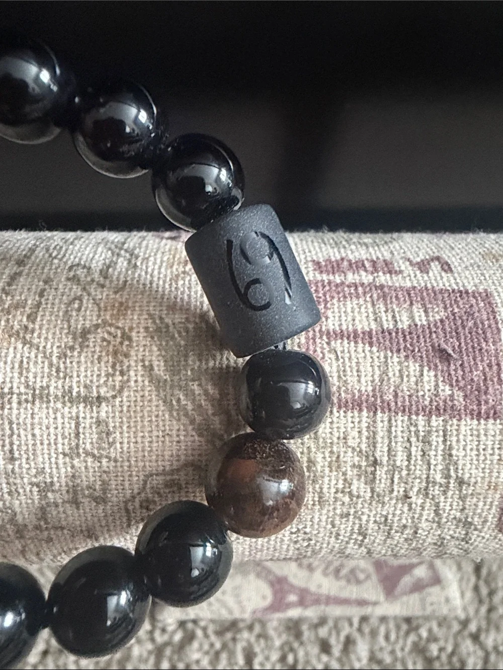 Zodiac Black and Brown Beaded Men's Bracelet - Minimal Matte Accent